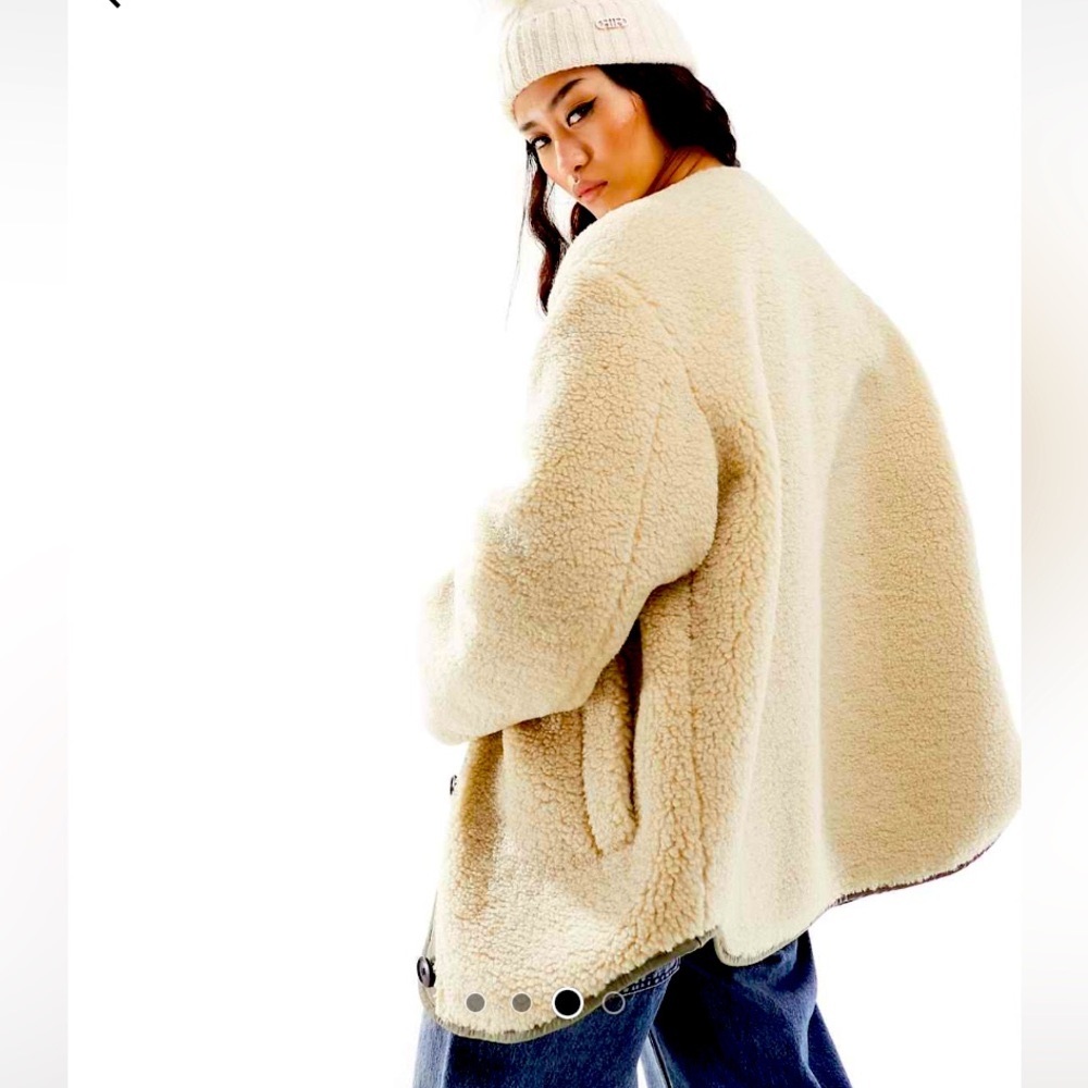ASOS Design oversized borg jacket in cream US10